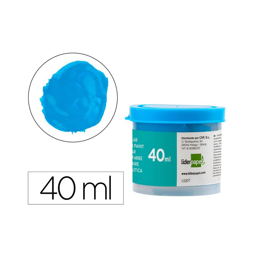 Tempera liderpapel escolar 40 ml azul cian