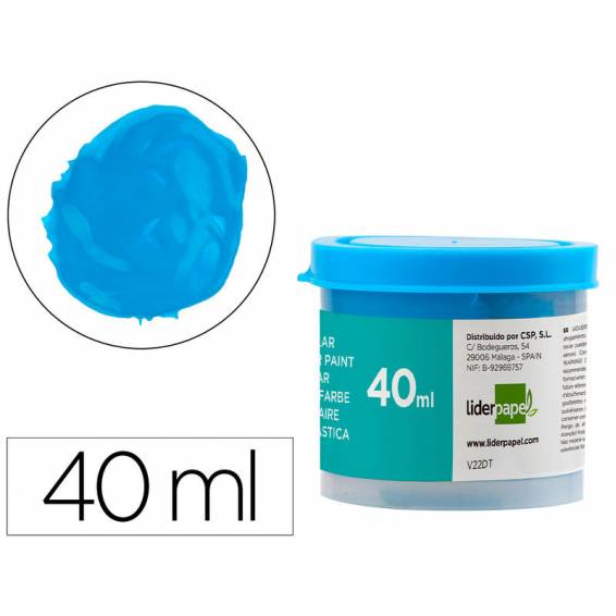 Tempera liderpapel escolar 40 ml azul cian