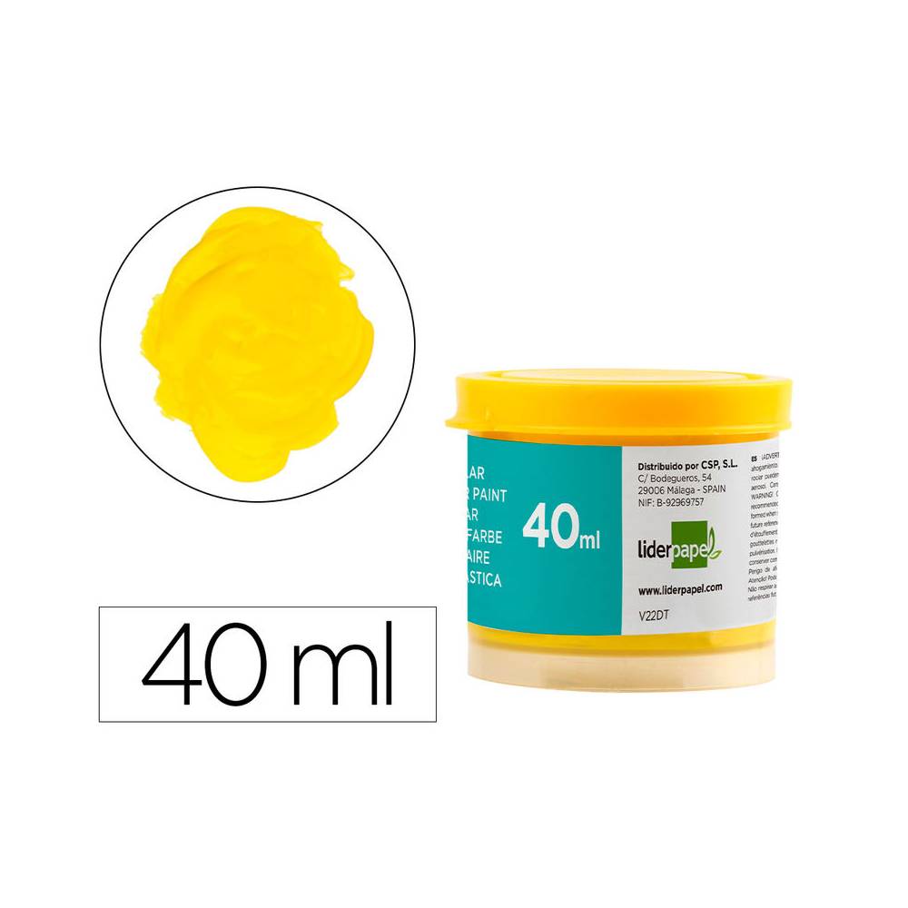 Tempera liderpapel escolar 40 ml amarillo