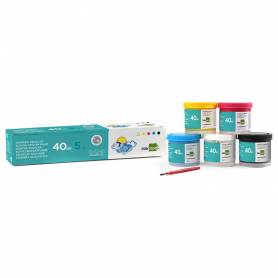 Tempera liderpapel escolar 40 ml caja 5 colores surtidos + pincel