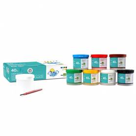 Tempera liderpapel escolar 40 ml caja 7 colores surtidos + pincel