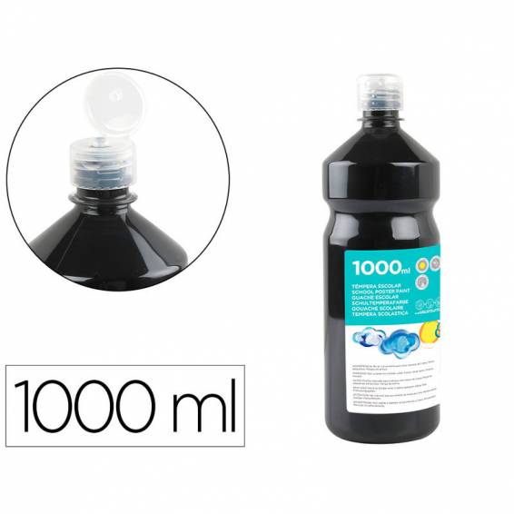 Tempera liquida liderpapel escolar 1000 ml negro