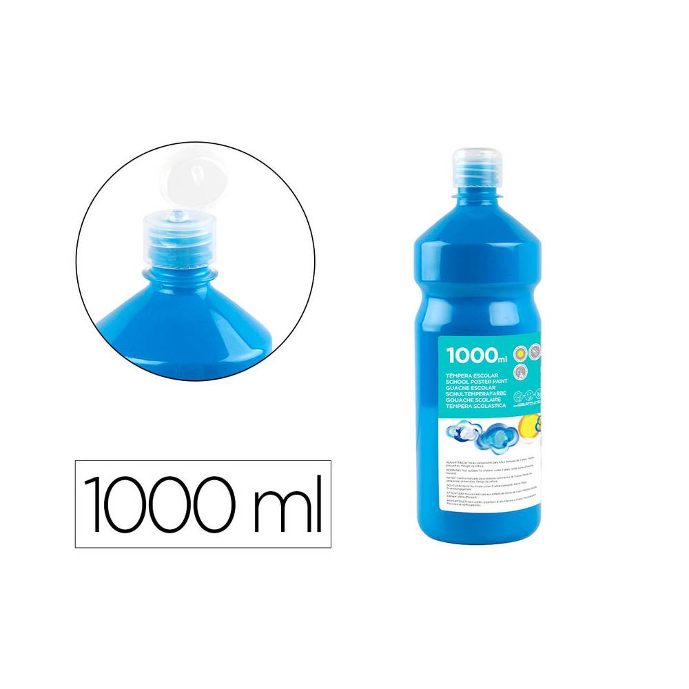 Tempera liquida liderpapel escolar 1000 ml azul