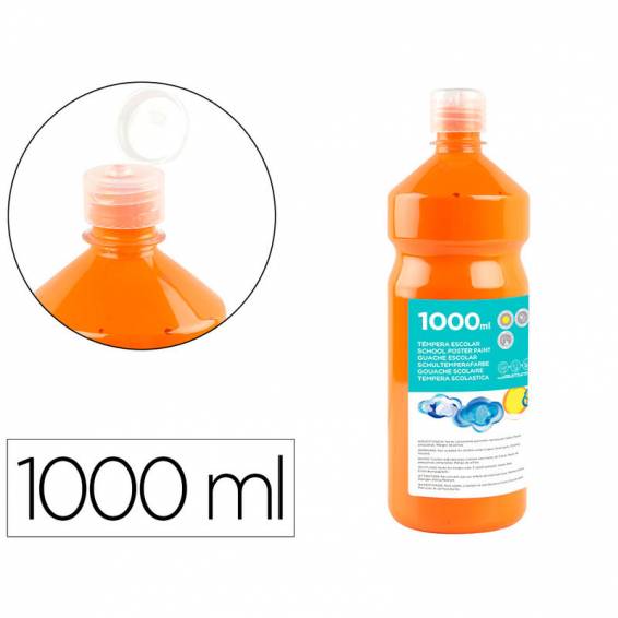 Tempera liquida liderpapel escolar 1000 ml naranja