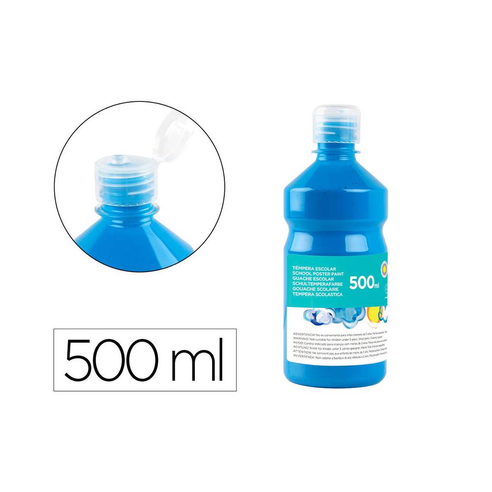 Tempera liquida liderpapel escolar 500 ml azul