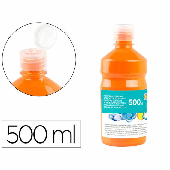 Tempera liquida liderpapel escolar 500 ml naranja