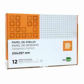 Papel dibujo liderpapel 210x297mm 80g/m2 milimetrado pack de 10 hojas