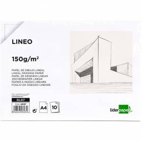 Papel dibujo liderpapel 210x297mm 150g/m2 sin recuadro pack de 10 hojas