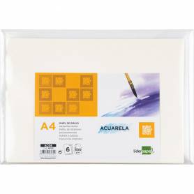 Papel dibujo liderpapel 210x297mm 300g/m2 acuarela pack de 6 hojas