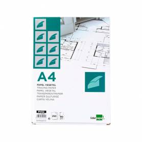 Papel dibujo liderpapel 210x297mm 90g/m2 vegetal