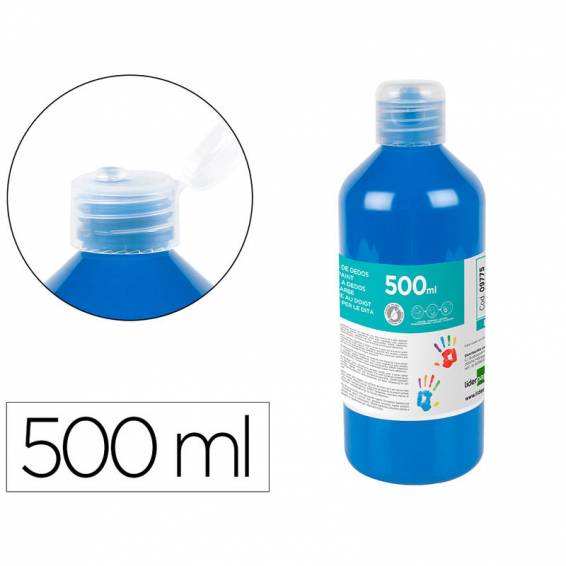 Pintura dedos liderpapel botella de 500 ml azul