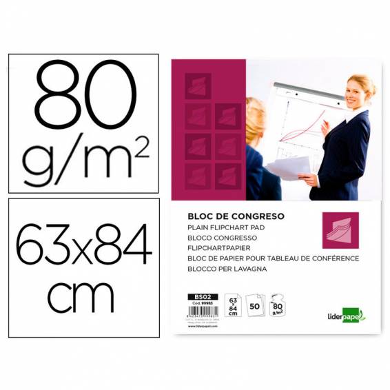 Bloc congreso liderpapel liso 630x840 mm 50 hojas 80g/m2