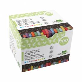 Tiza color antipolvo liderpapel caja de 100 unidades colores surtidos