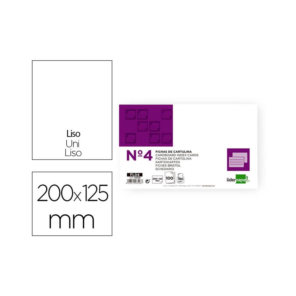 Ficha liderpapel lisa nº4 125x200mm paquete de 100 180g