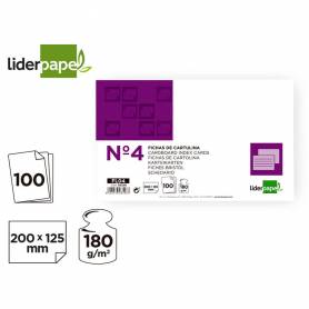 Ficha liderpapel lisa nº4 125x200mm paquete de 100 180g