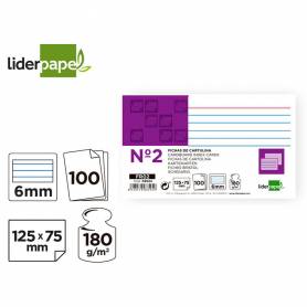 Ficha liderpapel rayada nº2 75x125 mm 180g/m2 paquete de 100 unidades