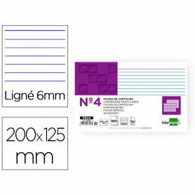 Ficha liderpapel rayada nº4 125x200 mm 180g/m2 paquete de 100 unidades