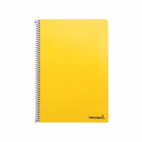 Cuaderno espiral liderpapel folio smart tapa blanda 80h 60gr cuadro 4mm con margen color amarillo