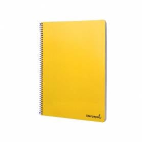 Cuaderno espiral liderpapel folio smart tapa blanda 80h 60gr cuadro 4mm con margen color amarillo