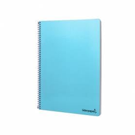 Cuaderno espiral liderpapel folio smart tapa blanda 80h 60gr cuadro 4mm con margen color celeste