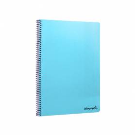 Cuaderno espiral liderpapel folio smart tapa blanda 80h 60gr cuadro 4mm con margen color celeste