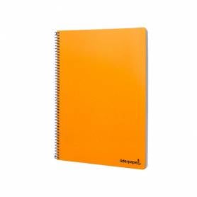 Cuaderno espiral liderpapel folio smart tapa blanda 80h 60gr cuadro 4mm con margen color naranja