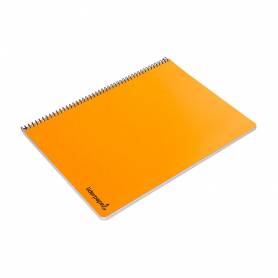 Cuaderno espiral liderpapel folio smart tapa blanda 80h 60gr cuadro 4mm con margen color naranja