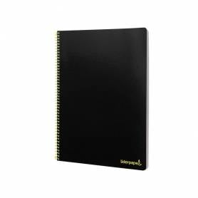 Cuaderno espiral liderpapel folio smart tapa blanda 80h 60gr cuadro 4mm con margen color negro