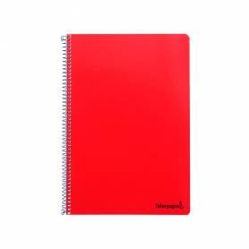 Cuaderno espiral liderpapel folio smart tapa blanda 80h 60gr cuadro 4mm con margen color rojo