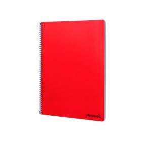 Cuaderno espiral liderpapel folio smart tapa blanda 80h 60gr cuadro 4mm con margen color rojo