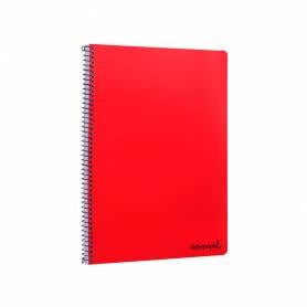 Cuaderno espiral liderpapel folio smart tapa blanda 80h 60gr cuadro 4mm con margen color rojo