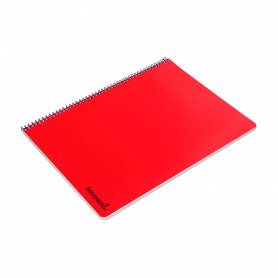 Cuaderno espiral liderpapel folio smart tapa blanda 80h 60gr cuadro 4mm con margen color rojo