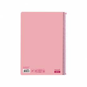 Cuaderno espiral liderpapel folio smart tapa blanda 80h 60gr cuadro 4mm con margen color rosa