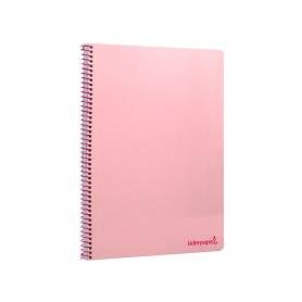 Cuaderno espiral liderpapel folio smart tapa blanda 80h 60gr cuadro 4mm con margen color rosa