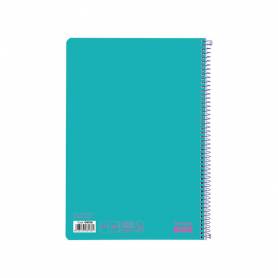 Cuaderno espiral liderpapel folio smart tapa blanda 80h 60gr cuadro 4mm con margen color turquesa