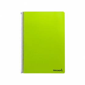 Cuaderno espiral liderpapel folio smart tapa blanda 80h 60gr cuadro 4mm con margen color verde