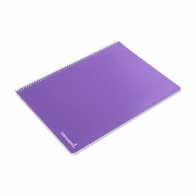 Cuaderno espiral liderpapel folio smart tapa blanda 80h 60gr cuadro 4mm con margen color violeta