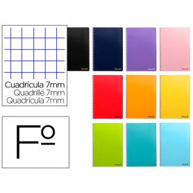 Cuaderno espiral liderpapel folio smart tapa blanda 80h 60gr cuadro 8 mm con margen colores surtidos