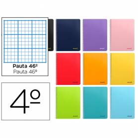 Cuaderno espiral liderpapel cuarto witty tapa dura 80h 75gr rayado nº 46 colores surtidos