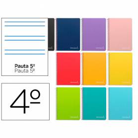 Cuaderno espiral liderpapel cuarto witty tapa dura 80h 75gr rayado montessori 5 mm colores surtidos