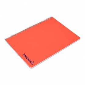 Cuaderno espiral liderpapel a4 wonder tapa plastico 80h 90gr pauta ancha 3,5mm con margen colores surtidos