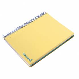 Cuaderno espiral liderpapel a4 micro wonder tapa plastico 120h 90 gr cuadro 5 mm 5 banda4 taladros color amarillo