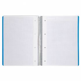 Cuaderno espiral liderpapel a4 micro wonder tapa plastico 120h 90 gr cuadro 5 mm 5 banda4 taladros color celeste