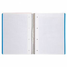 Cuaderno espiral liderpapel a4 micro wonder tapa plastico 120h 90 gr cuadro 5 mm 5 banda4 taladros color naranja