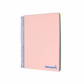 Cuaderno espiral liderpapel a4 micro wonder tapa plastico 120h 90 gr cuadro 5 mm 5 bandas 4 taladros color rosa