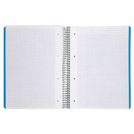 Cuaderno espiral liderpapel a4 micro wonder tapa plastico 120h 90 gr cuadro 5 mm 5 bandas 4 taladros color verde