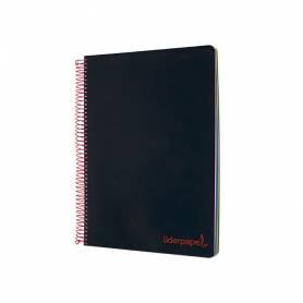 Cuaderno espiral liderpapel a4 micro wonder tapa plastico 120h 90 gr cuadro 5 mm 5 bandas 4 taladros color negro