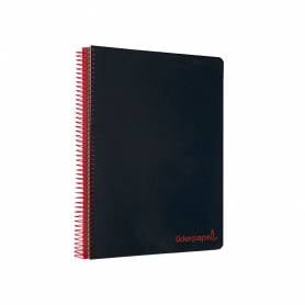 Cuaderno espiral liderpapel a4 micro wonder tapa plastico 120h 90 gr cuadro 5 mm 5 bandas 4 taladros color negro