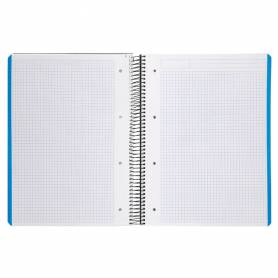 Cuaderno espiral liderpapel a4 micro wonder tapa plastico 120h 90 gr cuadro 5 mm 5 bandas 4 taladros color negro