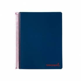 Cuaderno espiral liderpapel a4 micro wonder tapa plastico 120h 90 gr cuadro 5 mm 5 banda4 taladros color azul marino